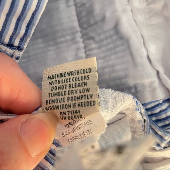 L.L. Bean Favorite Fit Blue/White Striped Nautical Women's Bermuda Shorts sz 16 - Picture 4 of 5